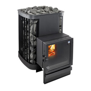 Дровяная печь для бани Kastor Saga 22 T (арт. 289097) с панорамным стеклом и с сеткой для камней