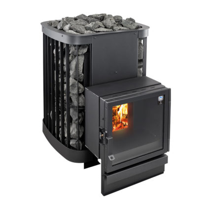 Дровяная печь для бани Kastor Saga 22 T (арт. 289097) с панорамным стеклом и с сеткой для камней