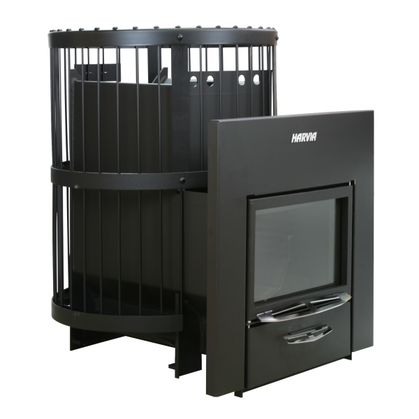 Дровяная печь для бани Harvia Legend 240 DUO Black с панорамным стеклом и с сеткой для камней
