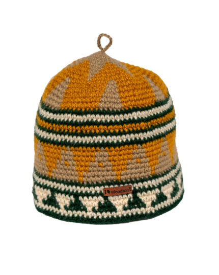 Шапка вязаная для бани Woodson Viking, орнамент, без косичек (жёлтый)