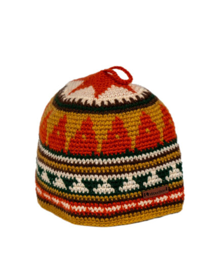 Шапка вязаная для бани Woodson Viking, орнамент, без косичек (оранжевый)