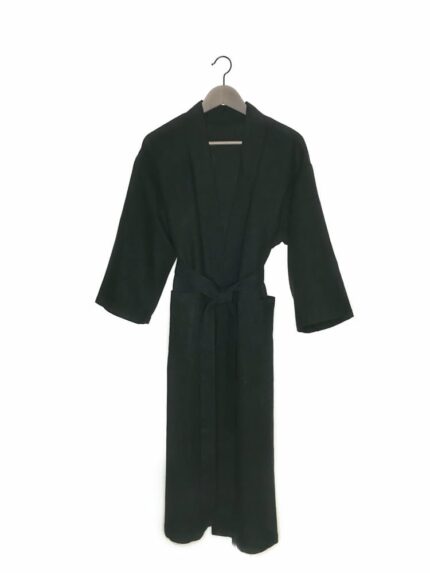 Халат кимоно для бани женский Linen Steam Уголь (р.42-44, чёрный, 100% лён)