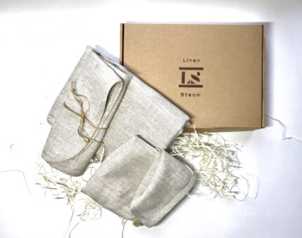Набор для бани Linen Steam Натюрель (чалма, полотенце, коврик, 100% лён)
