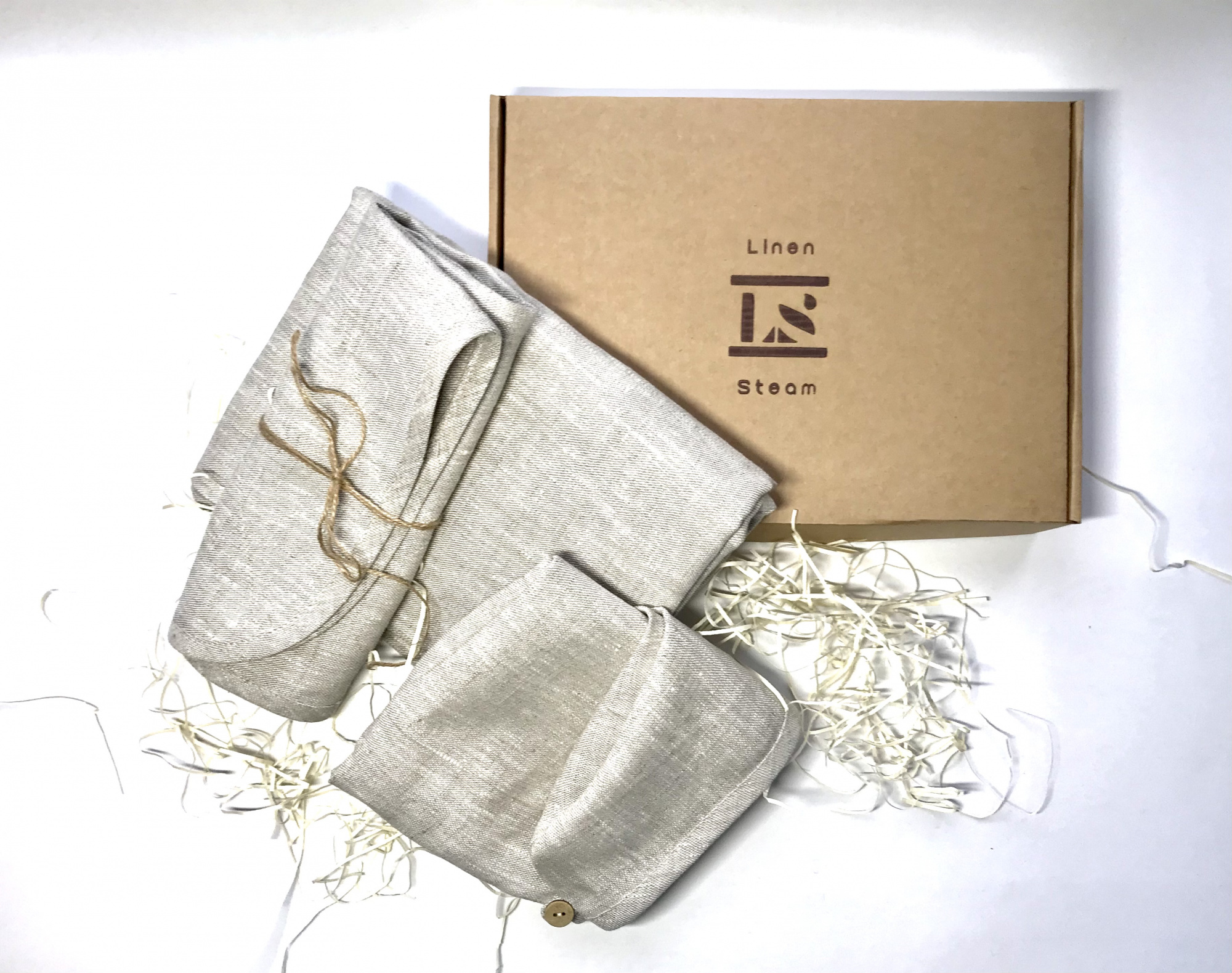 Набор для бани Linen Steam Натюрель (чалма, полотенце, коврик, 100% лён)